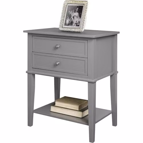 DHP Furniture Franklin Accent Table with 2 Drawers, Grey, W/D/H: 39.7 x 15.1 x 55.9 cm – 3