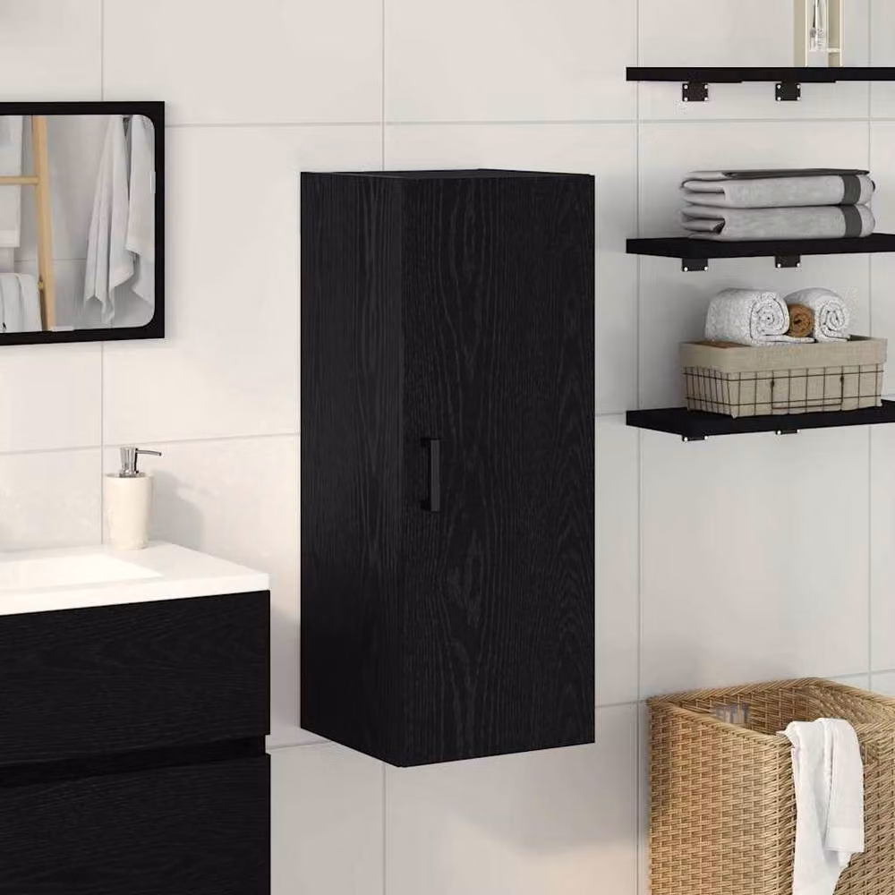 Berkfield Home Wall Mounted Cabinet in Black Oak, W/D/H: 34.5 x 34 x 90 cm – 2