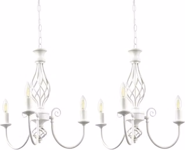 First Choice Lighting Barley Twist Set of 2 Beige 3 Light Suspended Pendants