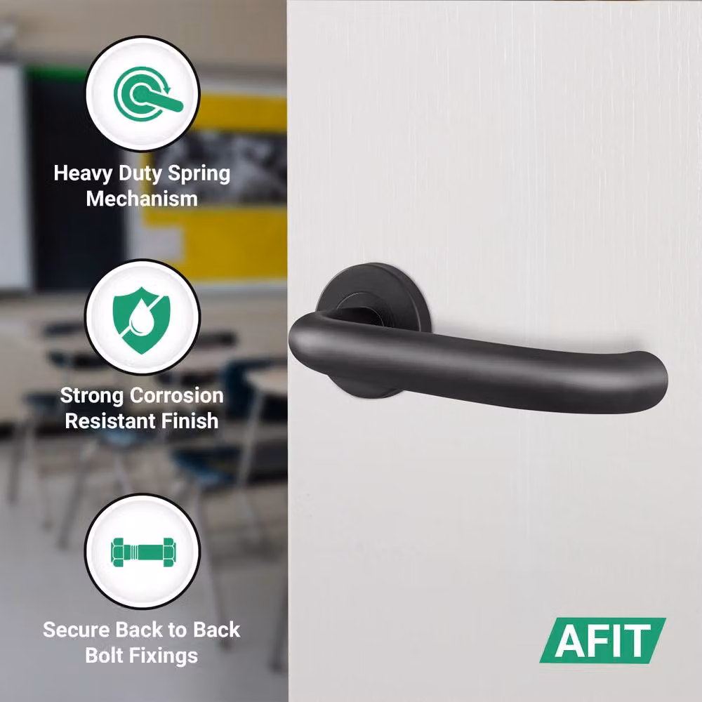 AFIT Matt Black Stainless Steel Return to Door Handles with 64mm Latch Hinges, 150 x 150 mm – 3