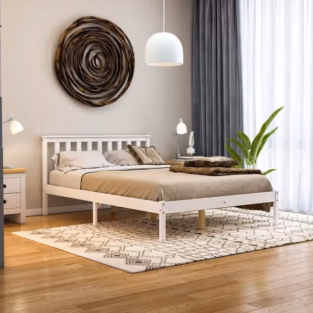 Vida Designs Milan Rustic Solid Wood Low Foot End Bed in White, 140 x 200 cm
