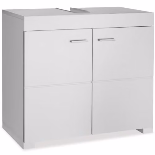tectake Modern White Freestanding Bathroom Cabinet with Hinged Doors and Internal Shelves – 1