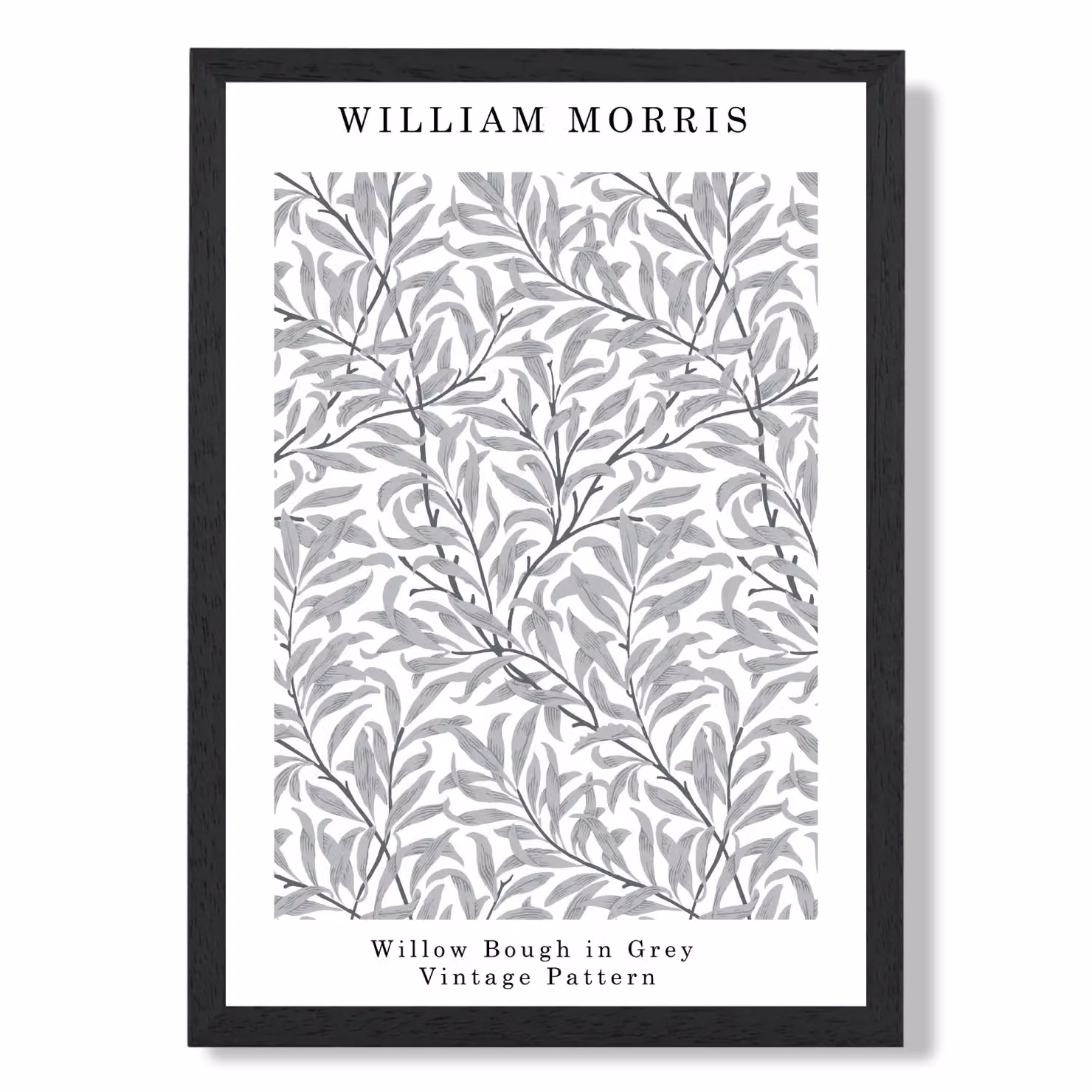 ARTZE William Morris Willow Floral Art Print in Grey with Black Frame, A3 – 2