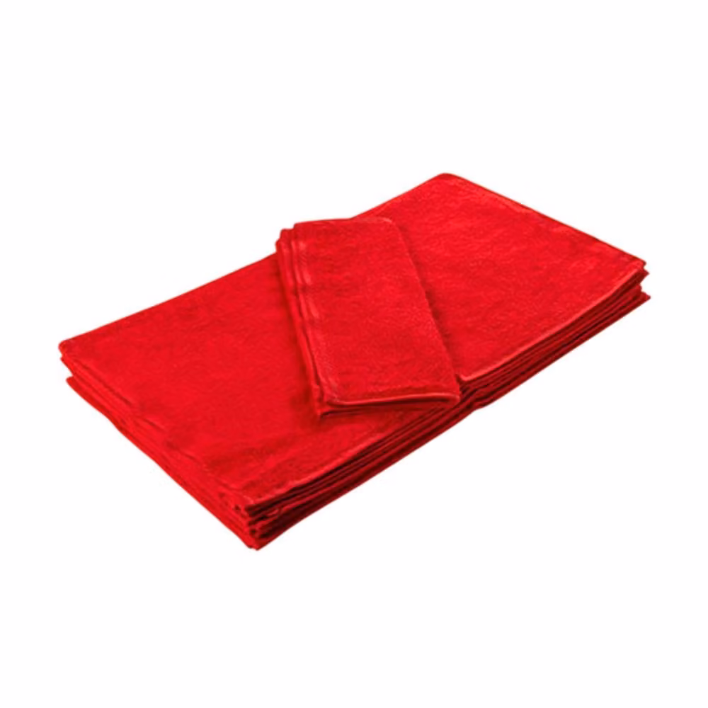 ARTG Red Fluffy Cotton Terrycloth Guest Towel with Border – 2