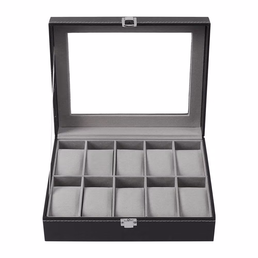 FORGEVIO Black Lockable 10 Grid Box with Transparent Glass and Metal Details – 5