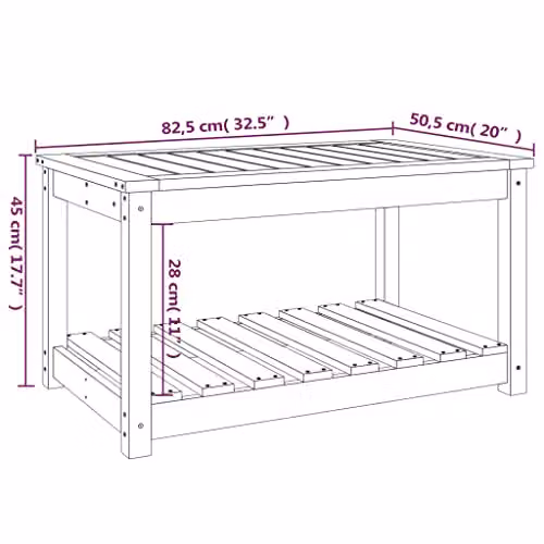 vidaXL Modern Black Garden Table in Solid Pine Wood, W/D/H: 82.5 x 50.5 x 45 cm – 3