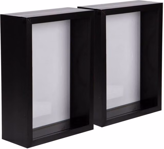 Havendro Set of 5 Black 3D Deep Box Photo Frames for Hanging or Standing Display, W/D/H: 12.7 x 12.7 x 17.78 cm