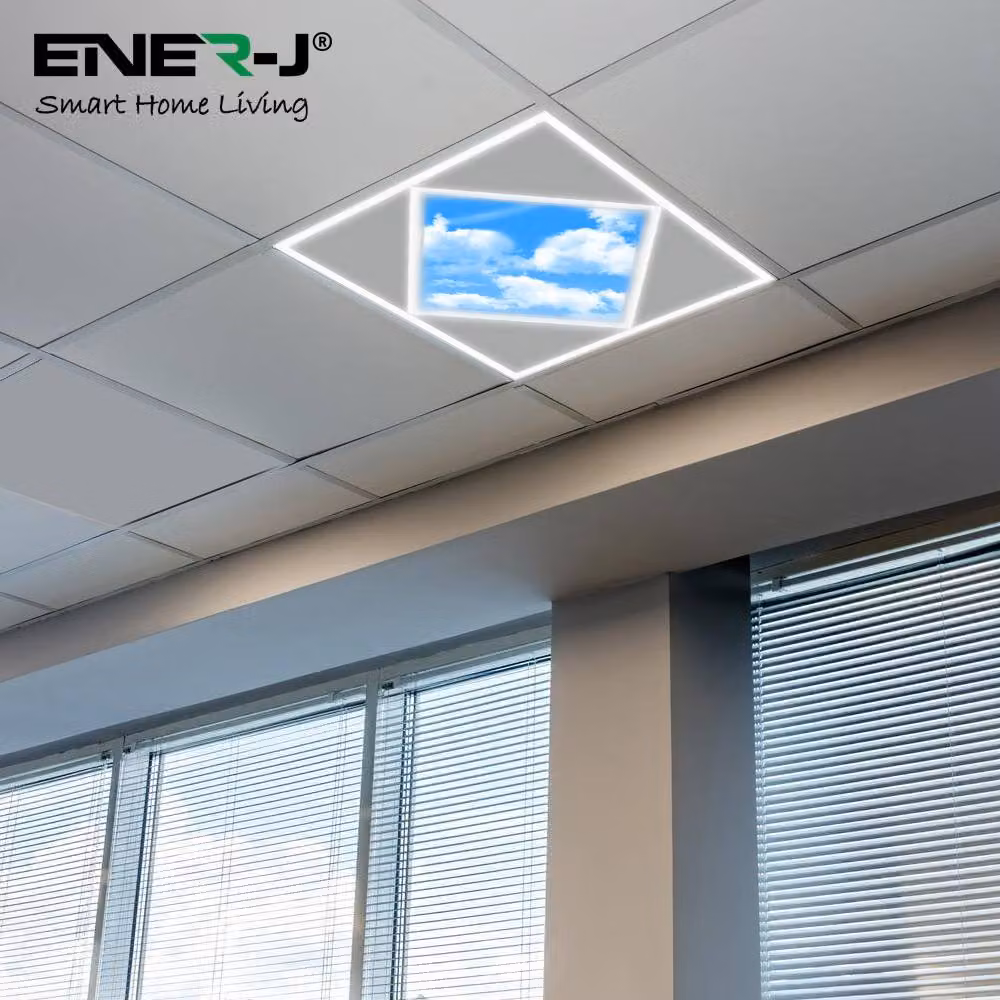 ENER-J Pack of 4 Diamond Sky Cloud LED Ceiling Panel Lights, Cool White, W/D/H: 60 x 60 x 6 cm – 3