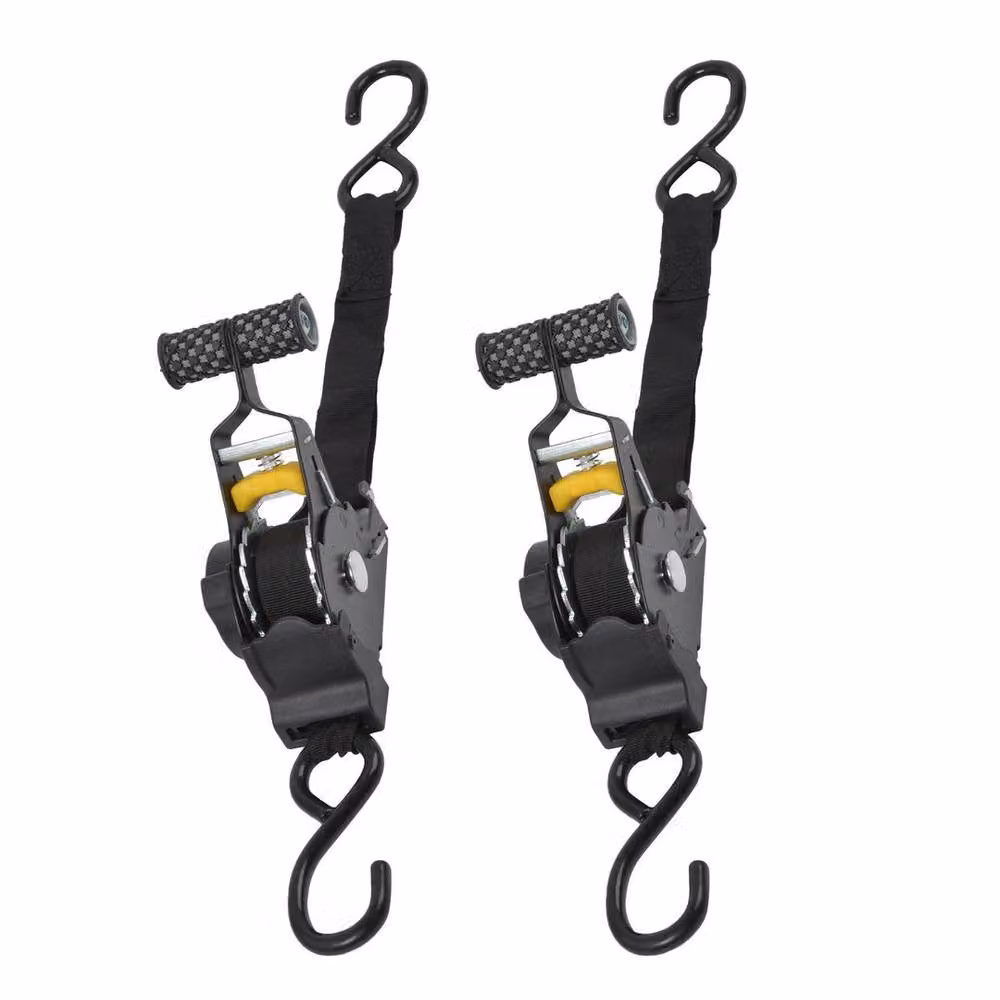NESTLUNE 4 Pack Automatic Retractable Ratchet Straps, 25mm x 3.3m, Black – 2
