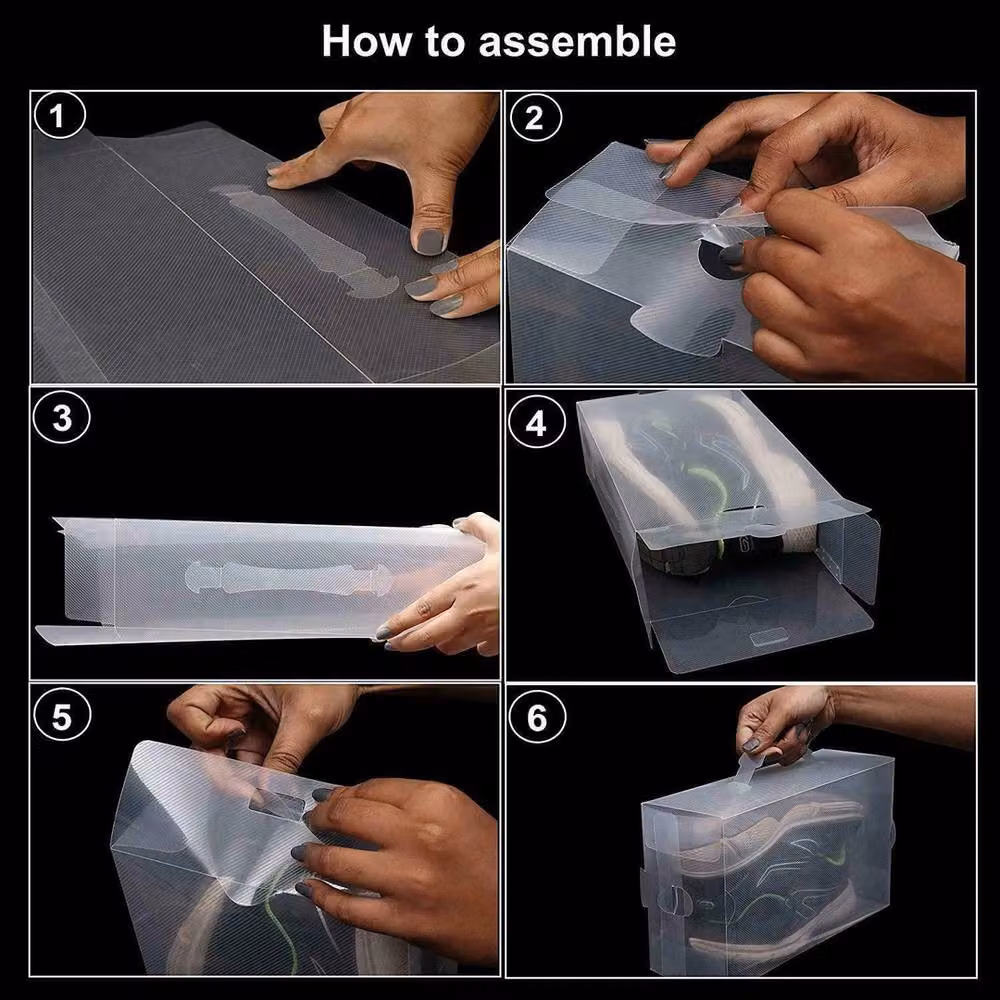 NESTLUNE 10-Piece Stackable Clear Plastic Shoe Storage Organiser Drawer Boxes – 4
