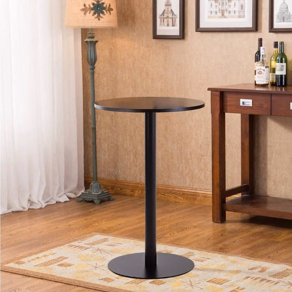 KORVIXA Round Steel Pedestal Table Leg Base in Black, Diameter: 52 cm, Height: 75 cm – 3