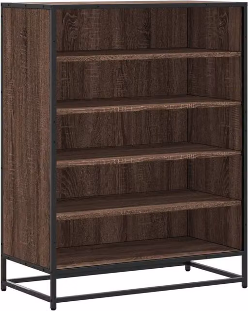 Berkfield Home Brown Oak Shoe Cabinet with Metal Accents, W/D/H: 75 x 38 x 97.5 cm