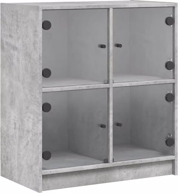 Berkfield Home Side Cabinet with Glass Doors, Concrete Grey, W/D/H: 68 x 37 x 75.5 cm – 1