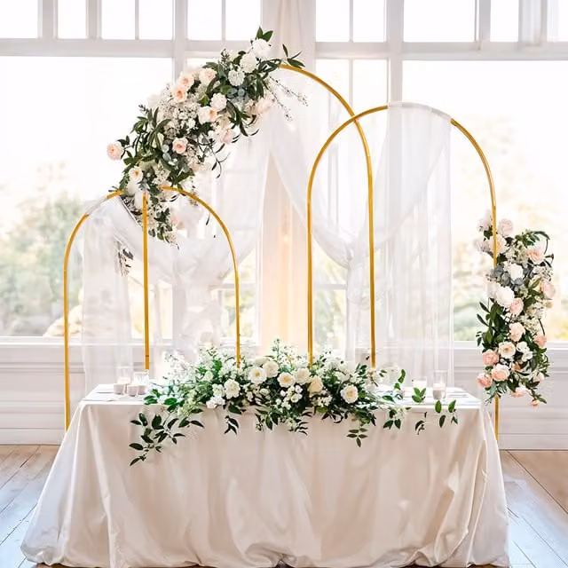 Lifeideas 3-Piece Gold Carbon Steel Arched Wedding Backdrop Stand