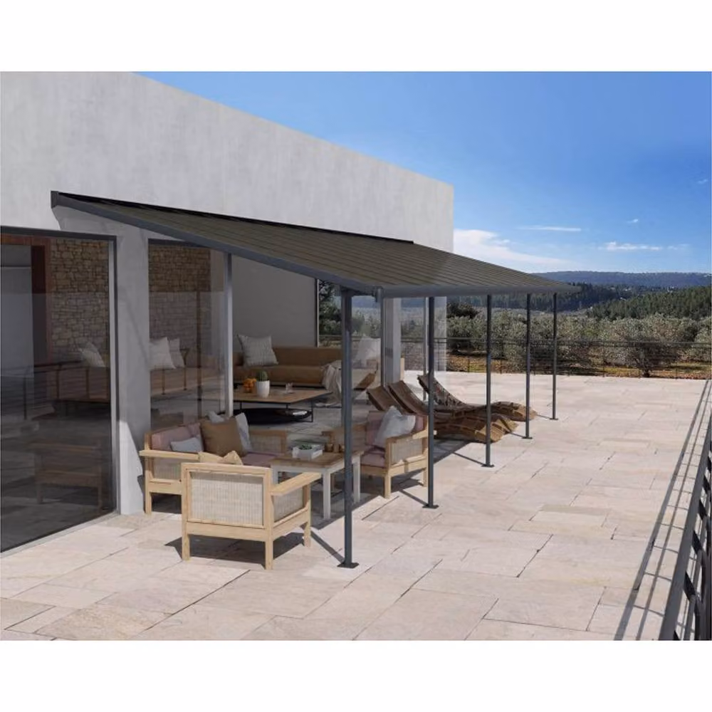 Palram Sierra Lean-to Patio Cover, Grey and Transparent Polycarbonate, W: 299 cm, D: 924 cm, H: 305 cm – 2