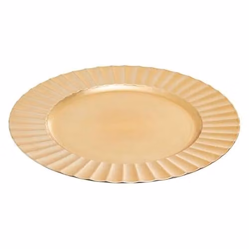 Orsina 24 Piece Gold Finish Wave Rim Melamine Charger Plate Set, W/D/H: 33 x 33 x 2 cm