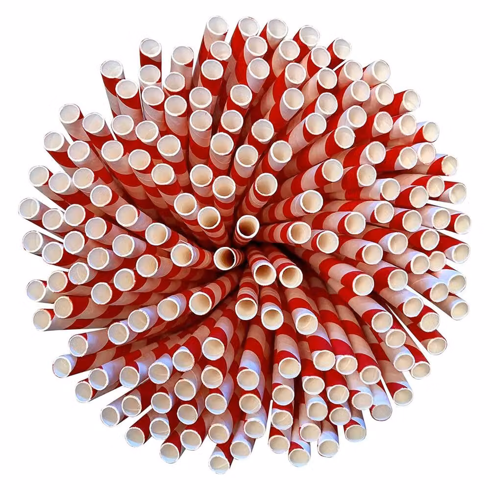 Kikkerland Retro Paper Drinking Striped Straws, Red, 144 Pack – 2