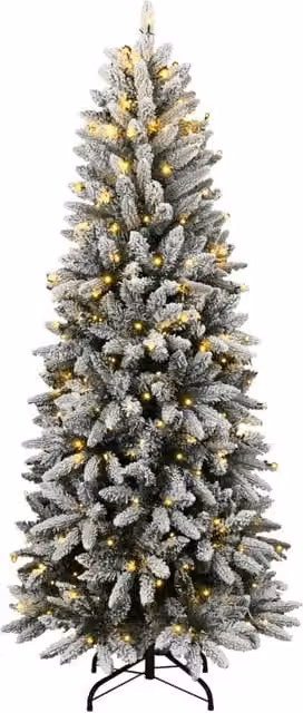Berkfield Home Flocked Green Artificial Christmas Tree with 300 LEDs, Height: 240 cm – 1
