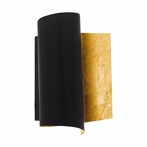 Loops Modern Metal Wall Light in Black and Gold with E27 Bulb Holder – 1