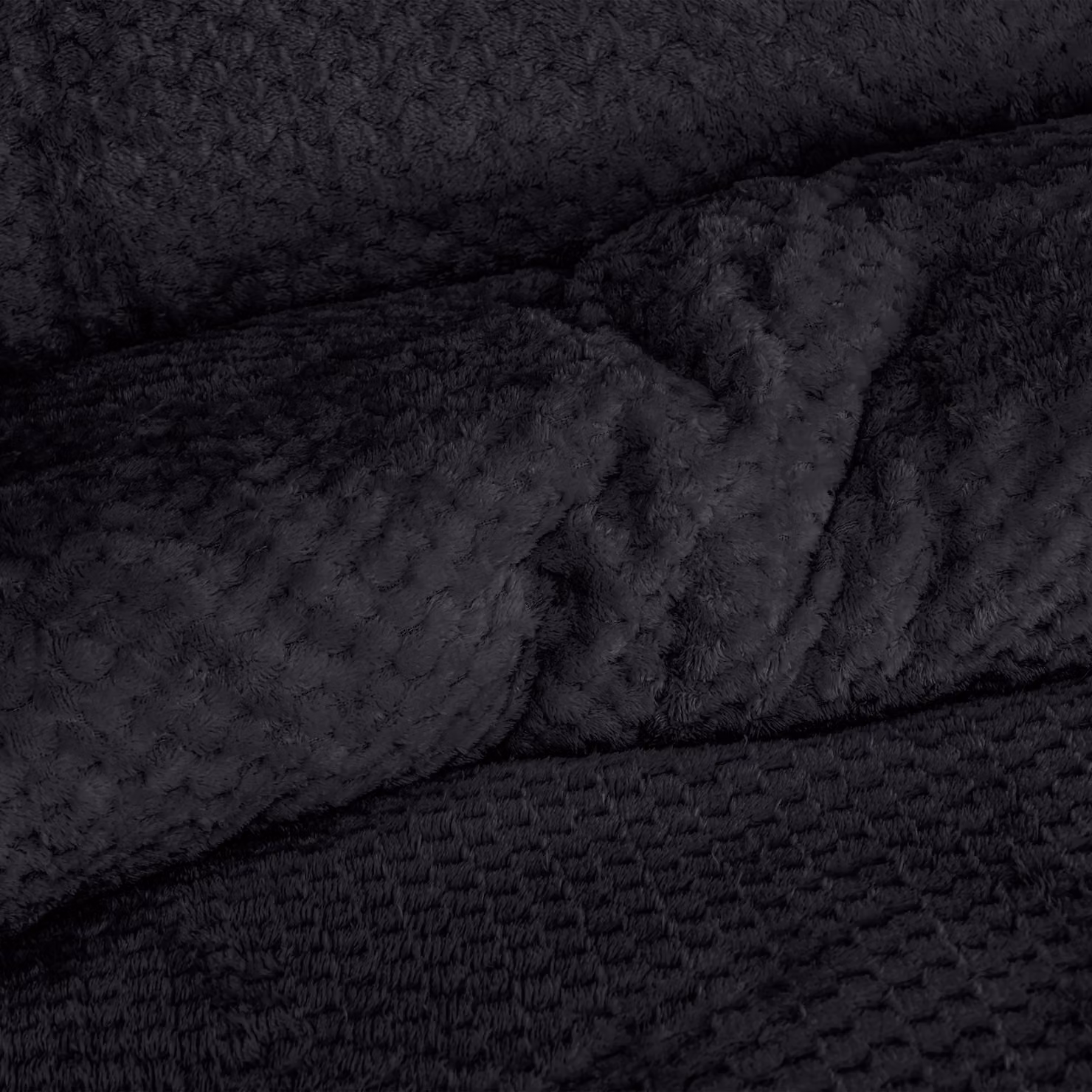 Smart Living Luxury Reversible Waffle Teddy Fleece Duvet Set in Black, Size: 200 x 200 cm – 2
