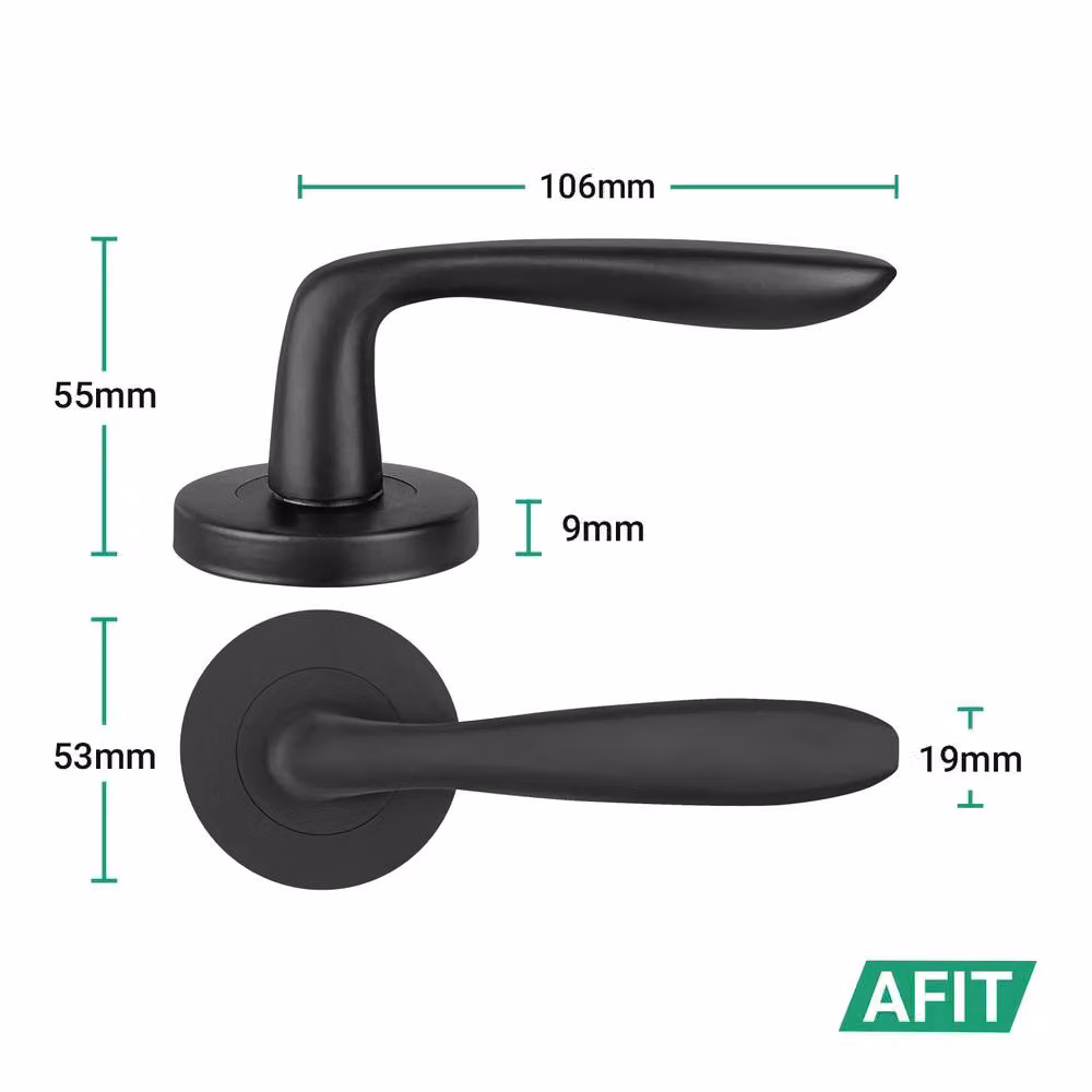 AFIT Black Euro Thumbturn Cylinder Door Handle, Lock and Hinges Set – 2