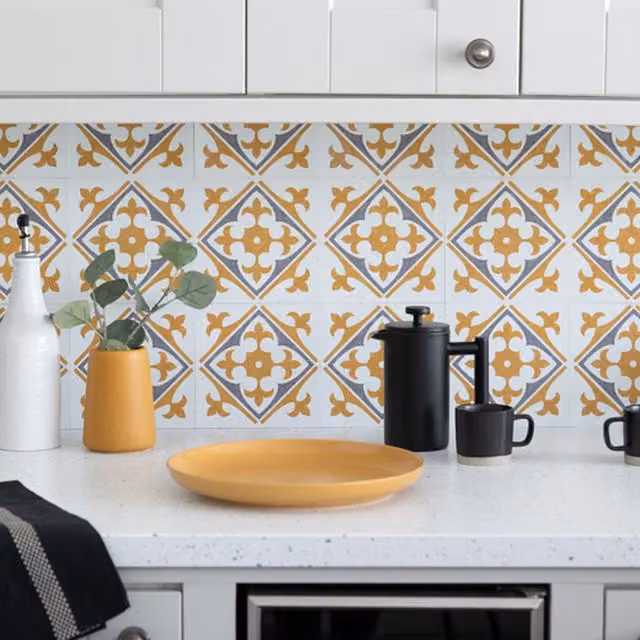 d-c-fix Nadia Gold Self-Adhesive Wall Tiles, Multicolour, 6 Tiles