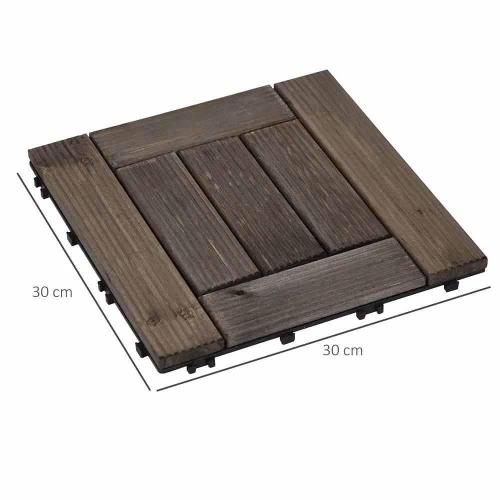 Kelvenix 27 Piece Grey Wooden Interlocking Decking Tiles, W/D/H: 52 x 52 x 52 cm – 2