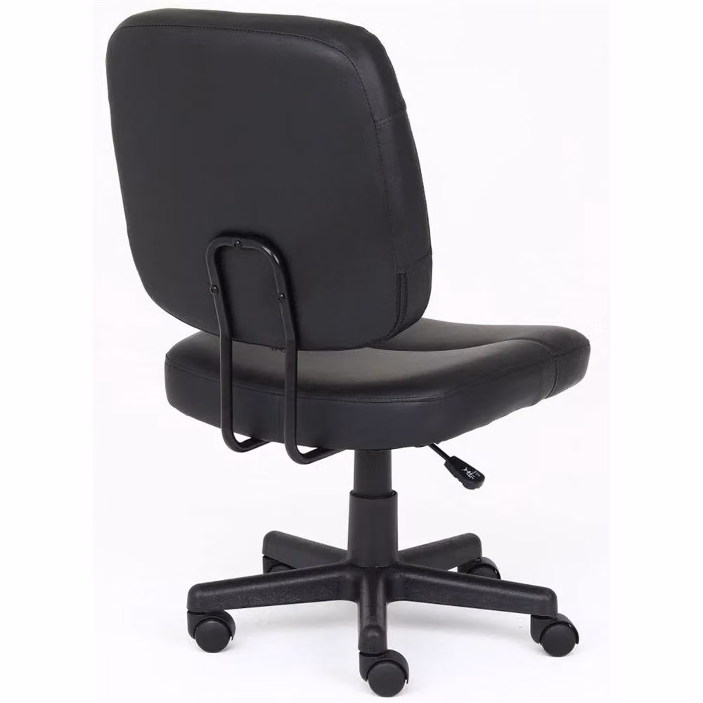 Nordara Black Armless Office Chair in Black PU Leather Swivel Task Chair – 3