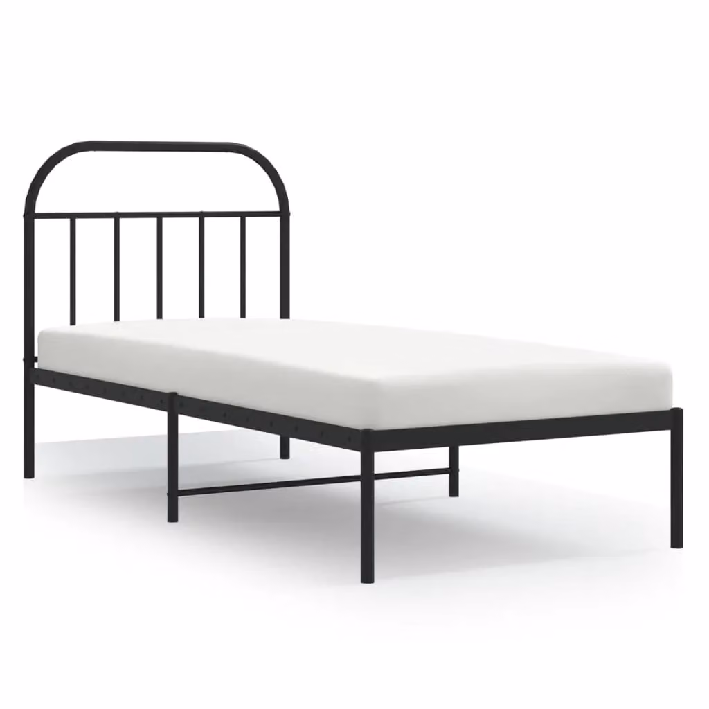 Berkfield Home Metal Bed Frame with Headboard in Black, W/D/H: 90 x 190 cm – 2