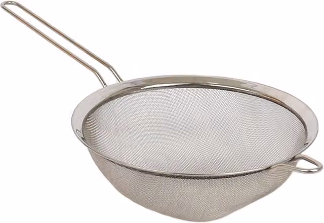 Argon Tableware Silver Stainless Steel Fine Mesh Round Sieve with Handles, Diameter: 27 cm
