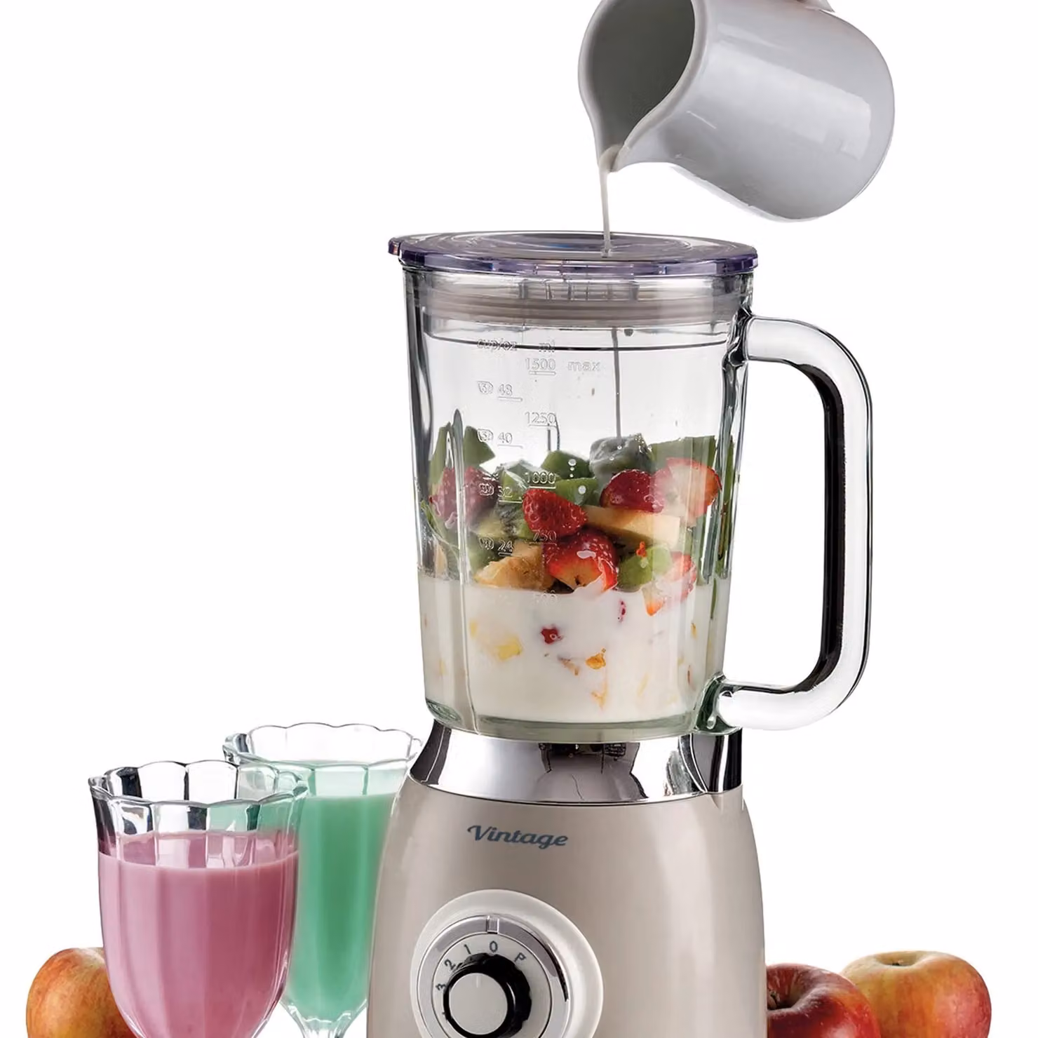 Ariete 1000W Vintage Glass Jug Blender with 1.5 l Capacity and 4 Speeds plus Pulse in Beige – 3