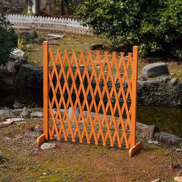 Actiasgear Brown Expanding Wooden Trellis Freestanding Fence Paravent, Height: 180 cm