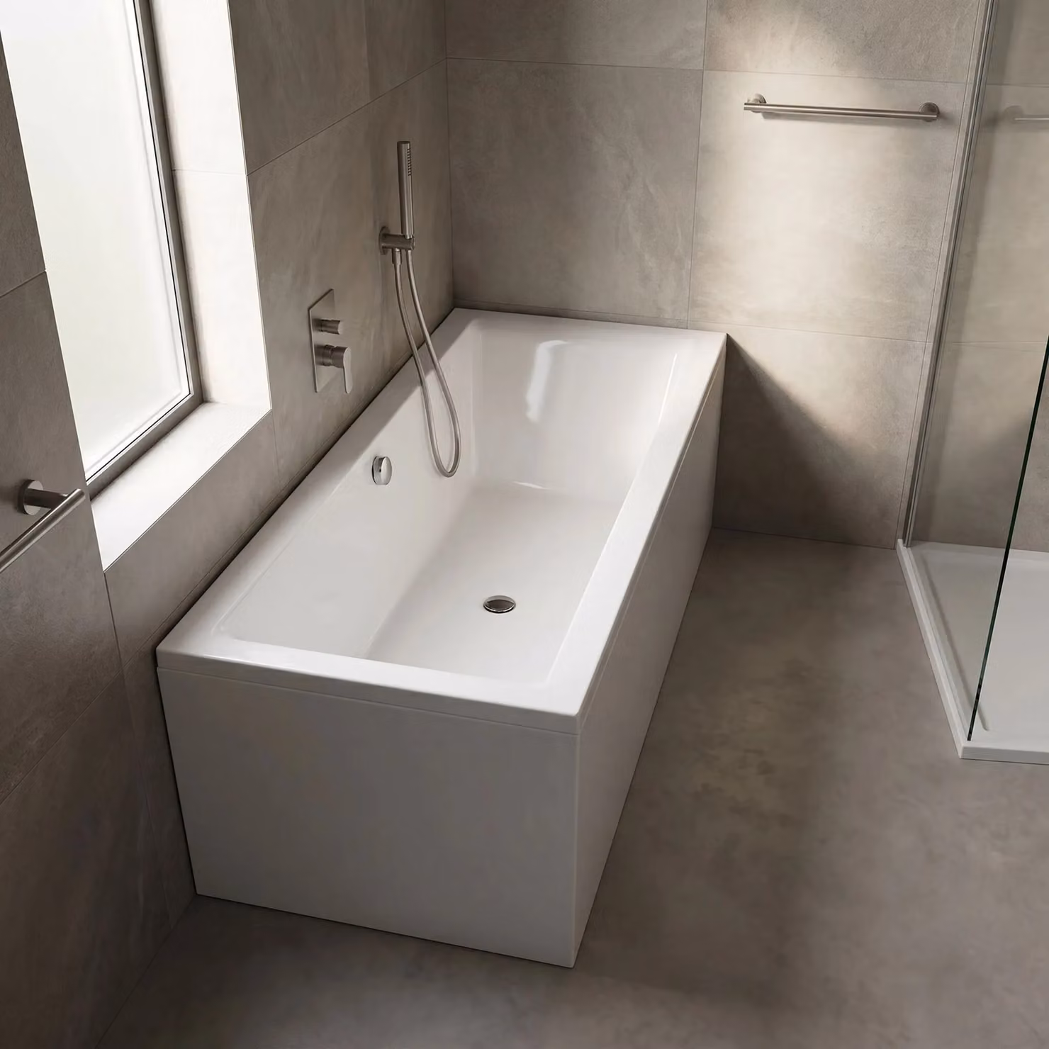 Balterley Modern Rectangular Double Ended Straight Shower Bath, White, W: 180 cm, D: 80 cm – 3