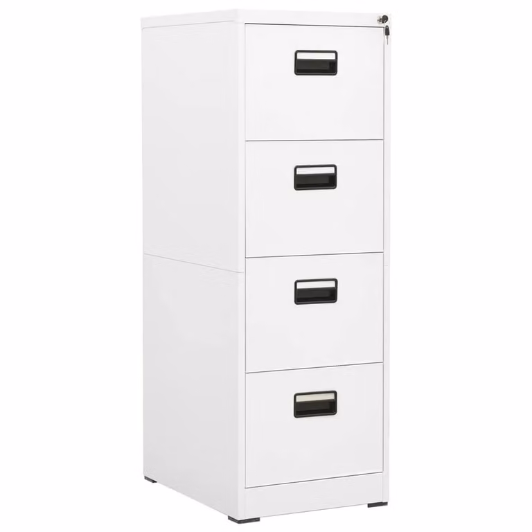 Berkfield Home Modern White Steel Filing Cabinet W: 46 cm, D: 62 cm, H: 133 cm