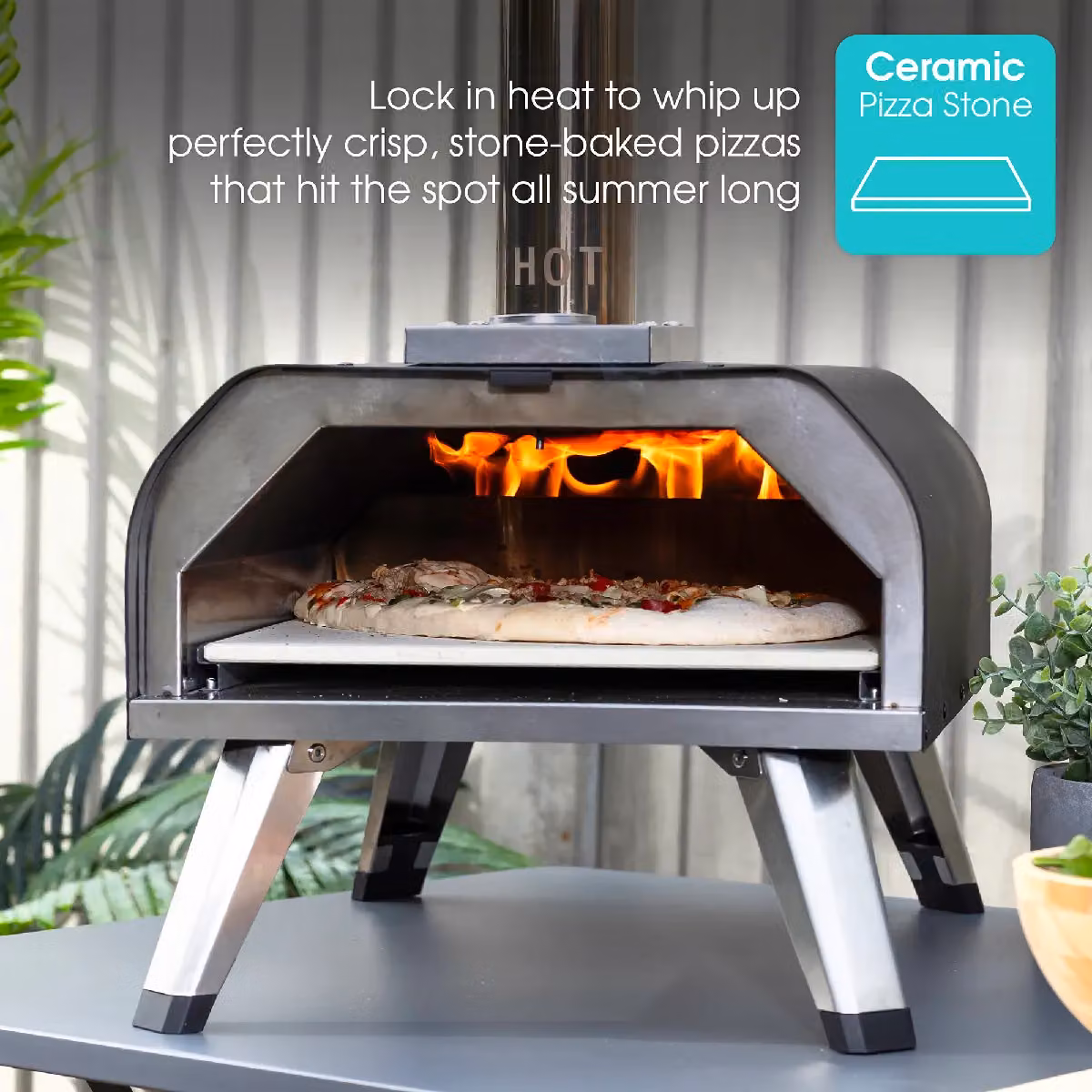 Abode Portable 13 Inch Wood Pellet Pizza Oven and Smoker in Black with Cover and Thermometer – 7