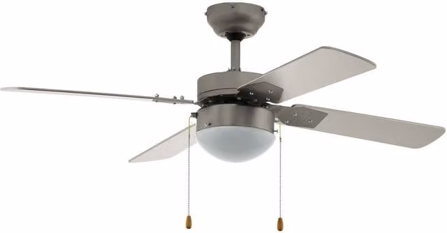 Loops Remote Control Ceiling Fan and Light in Silver and White with E14 60W Bulb