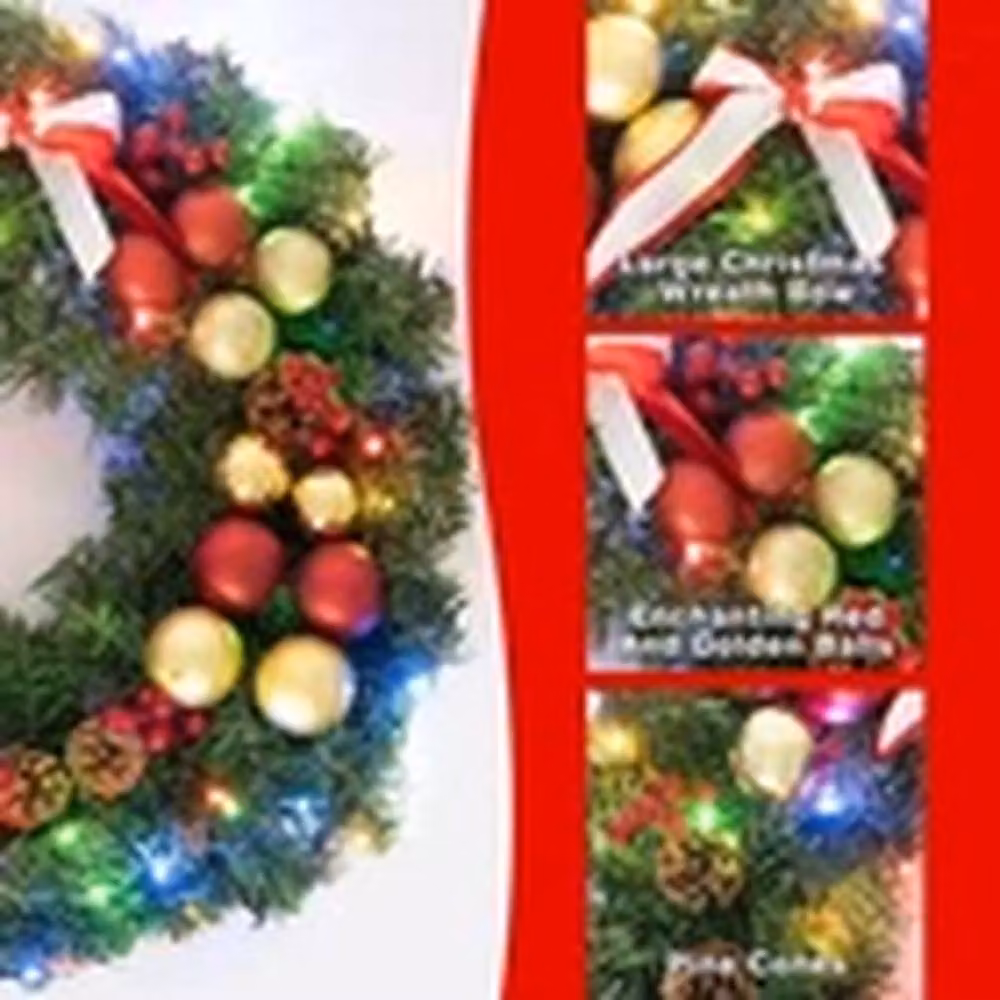 Kelvenix Green Christmas Wreath Garland for Front Door and Outdoor Decor – 3