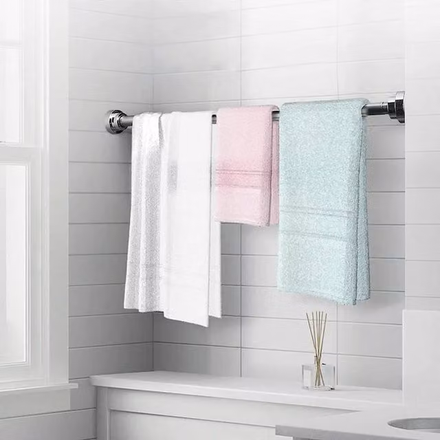 Kelvenix Silver Stainless Steel Telescopic Shower Hanging Pole Rail with Tension Clamp