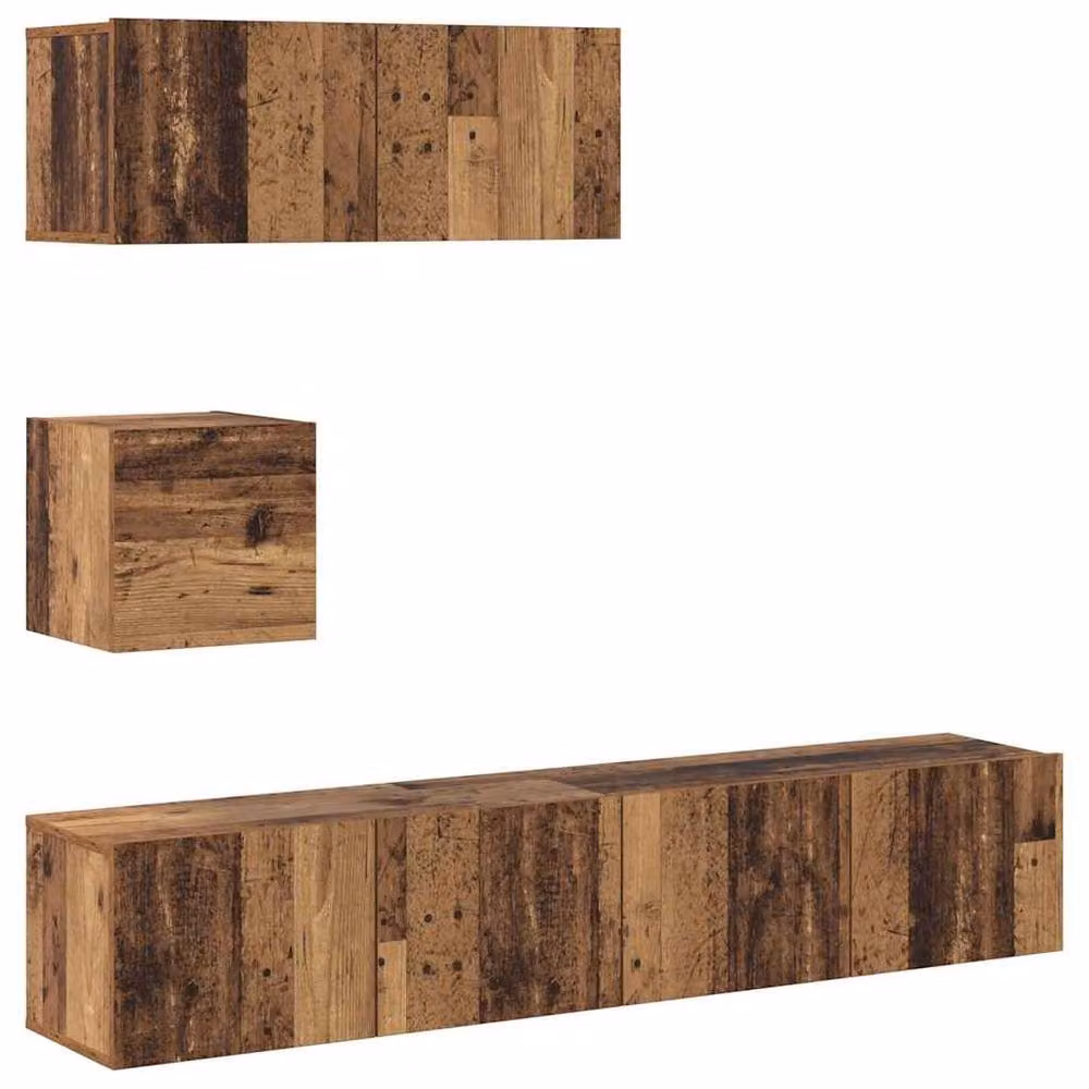 Berkfield Home Classic 4 Piece Wall-Mounted TV Cabinet Set in Brown and Multicolour Engineered Wood – 2
