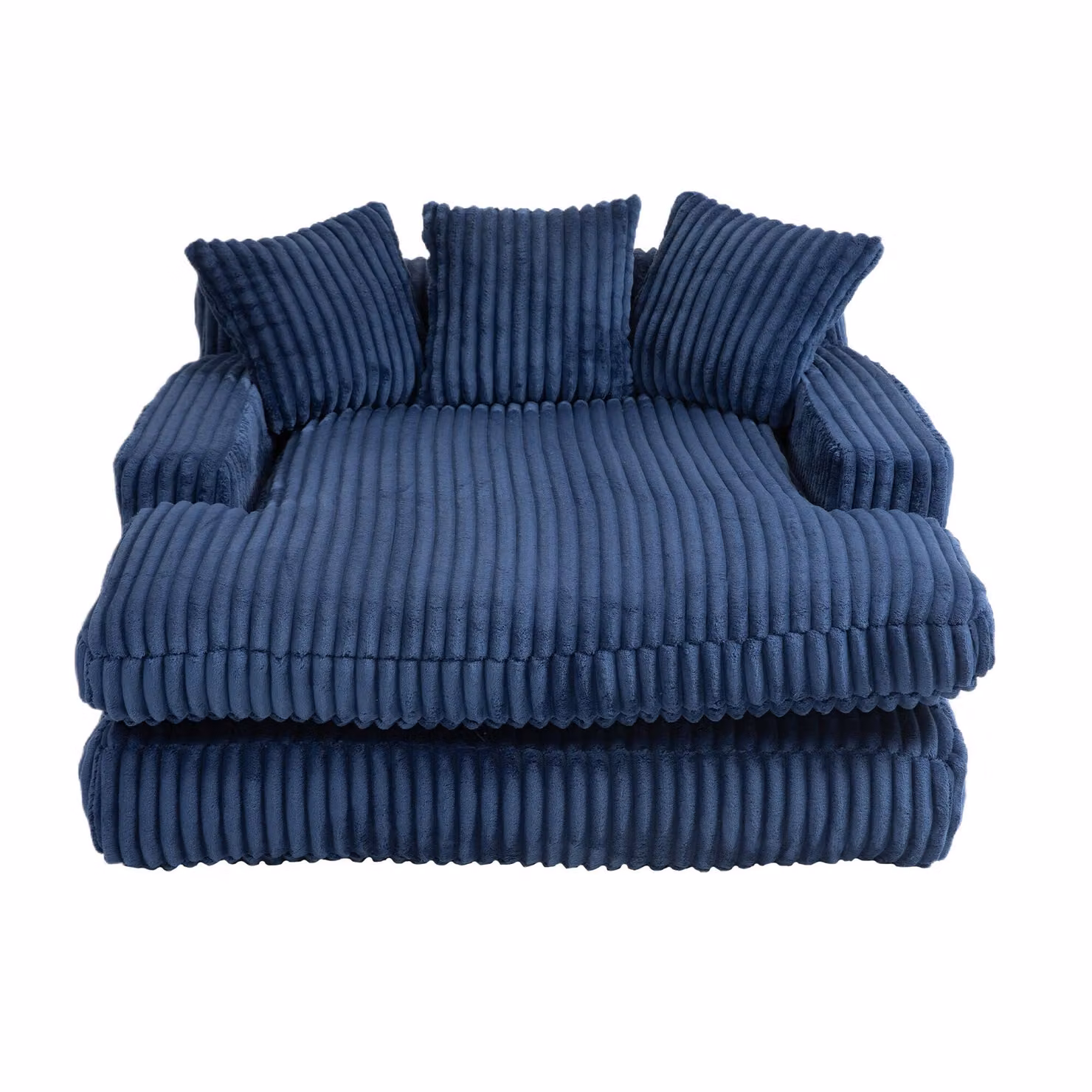Aosom UK Modern Oversized Chaise Lounge Chair with Memory Foam Seat and Sofa Bed, Blue, W/D/H: 125 x 155 x 63 cm – 2
