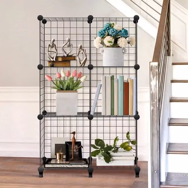 SPETLEK 6 Cube Metal Storage Shelf and Shoe Rack in Matt Black, W/D/H: 150 x 50 x 50 cm – 1