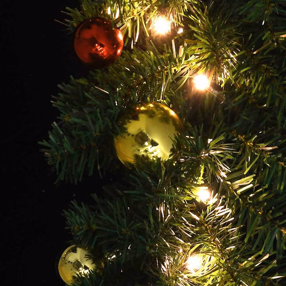 Berkfield Home Christmas Garland with Multicolour Baubles and Warm White LED Lights, Green, 10 m – 6