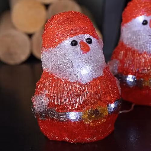 Samuel ALEXANDER Set of 5 Battery Operated Light Up Christmas Santa Tabletop Ornaments in Red and White, Height: 14 cm – 3