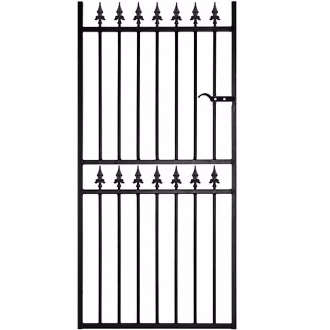 Burbage Iron Craft Corfe Spear Top Tall Single Gate in Black Steel, W: 99.1 cm, H: 177.8 cm – 2
