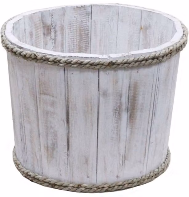 KDMD Small Nautical Maritime Display Bowl in White Wood, W/D/H: 29 x 21 x 21 cm