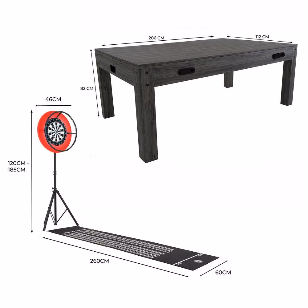 Monstershop 7-in-1 Grey Games Table with Darts Bundle and LED Light – 4