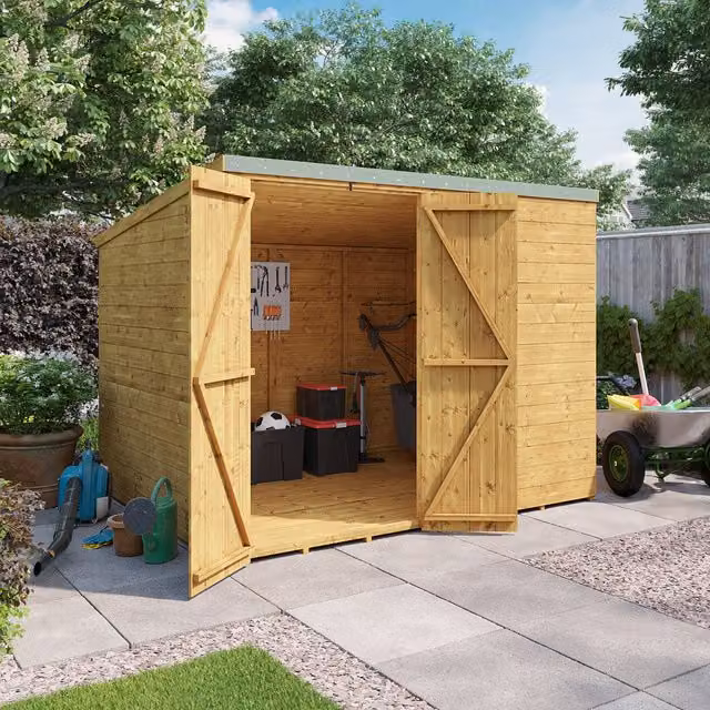 BillyOh Rustic Brown Wooden Tongue and Groove Pent Shed