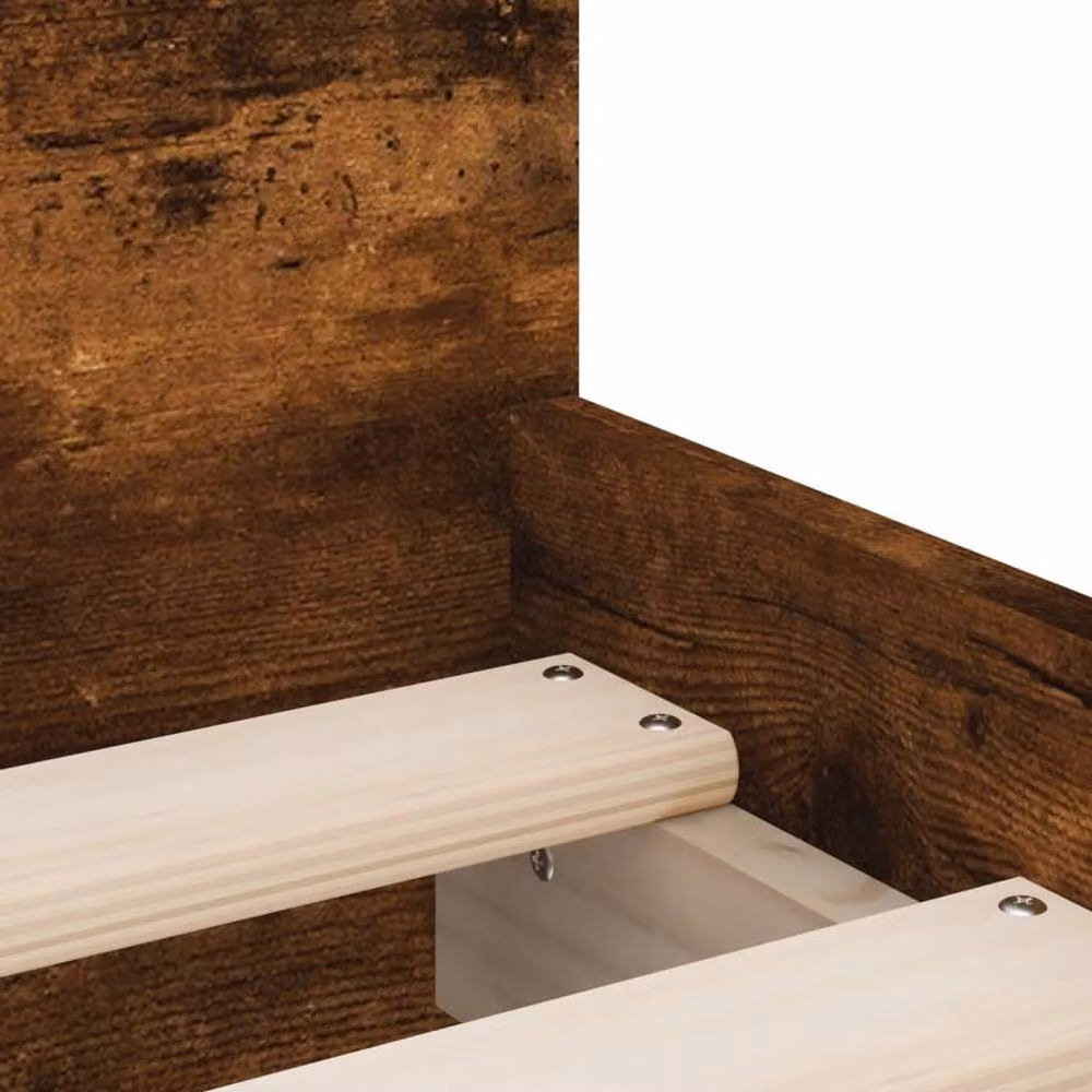 Berkfield Home Modern Bed Frame with Drawers in Smoked Oak Brown, W/D/H: 100 x 200 x 102 cm – 4
