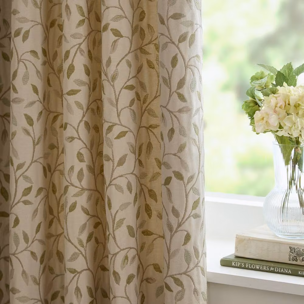 Voyage Maison Cervino Jacquard Pencil Pleat Curtain Pair in Green, Width: 229 cm, Drop: 137 cm – 3