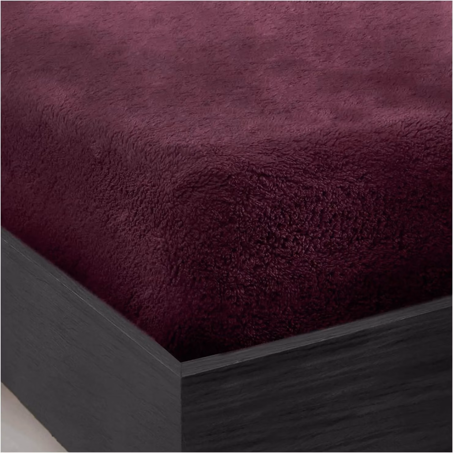 Smart Living Luxury Teddy Bear Fleece Fitted Sheet in Aubergine Purple, W: 140 cm, L: 200 cm – 2